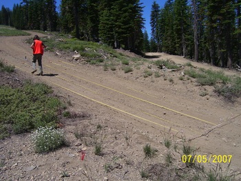 Erosion monitoring at Rainbow Ridge road before treatment